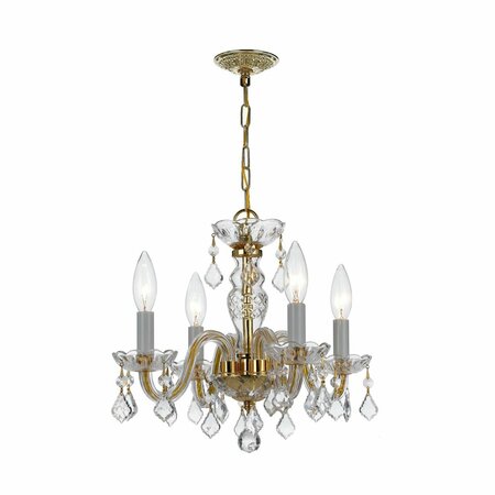 CRYSTORAMA Traditional Crystal 4 Light Clear Crystal Brass Mini Chandelier 1064-PB-CL-I